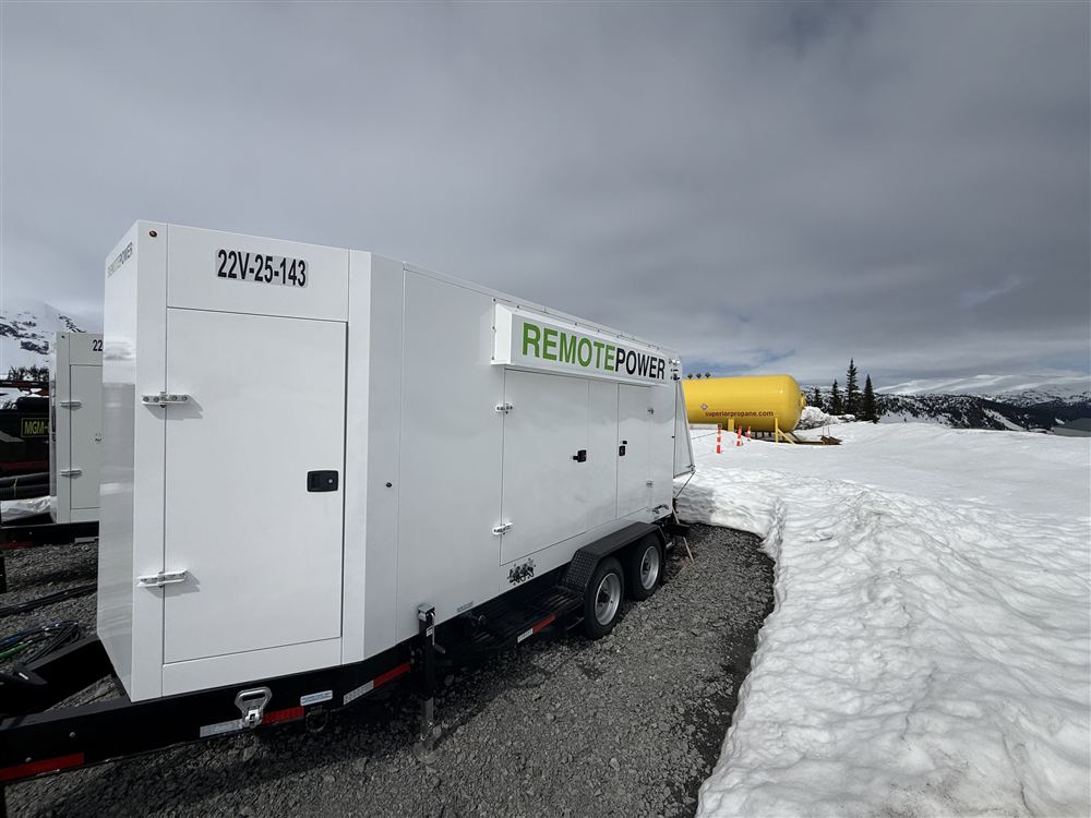 Remote Power natural gas unit deployed at a snow-covered mountain site