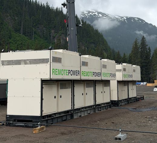Three paralleled Remote Power natural gas units at a steep-access mountain site in British Columbia