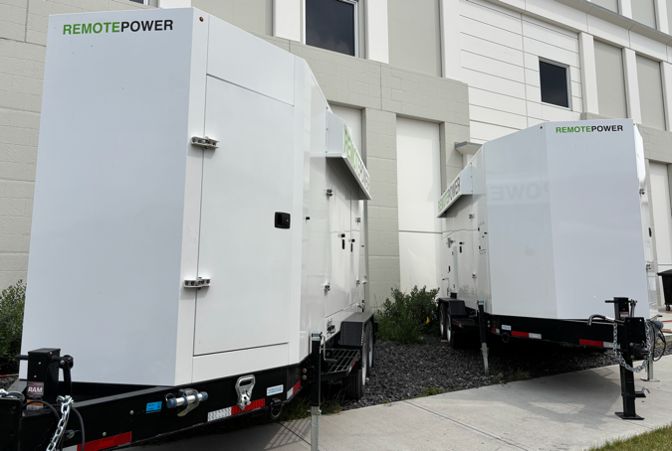 Two paralleled Remote Power units beside a commercial building